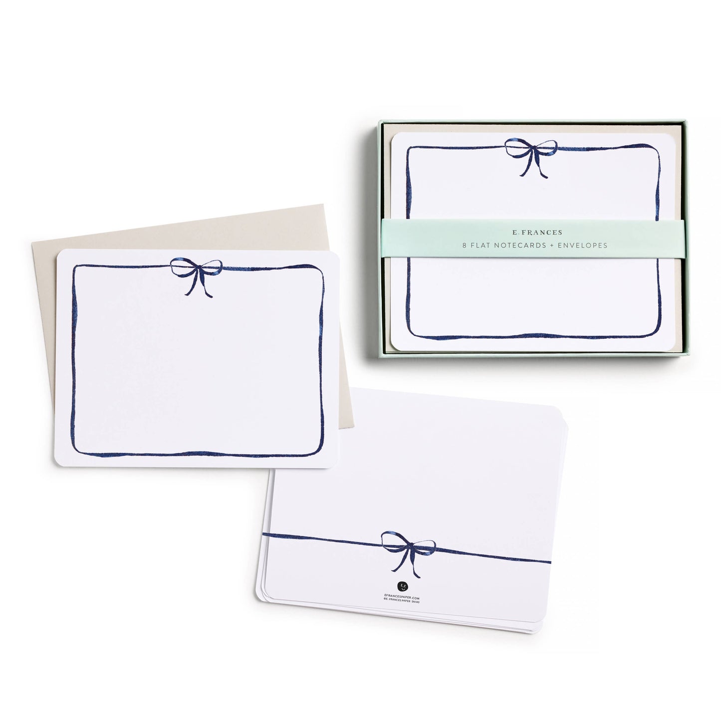 Navy Bow Flat Notes – Boxed Set of 8 Notecards