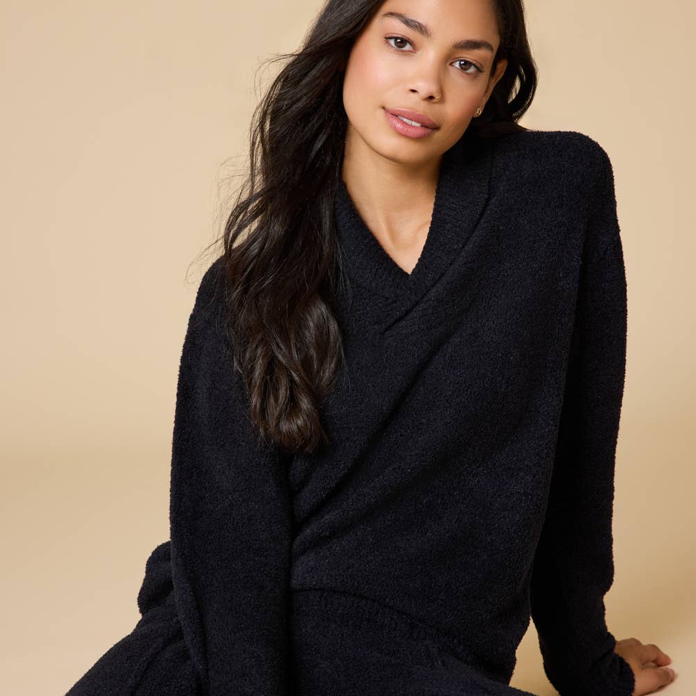 Marshmallow Shawl Collar Top with Front Seam Pant