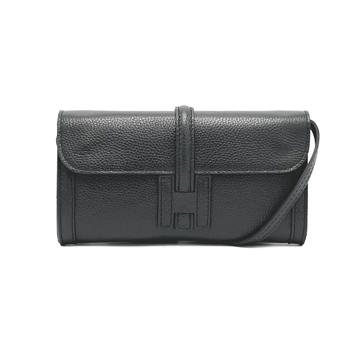 Black "H" Leather Clutch Bag
