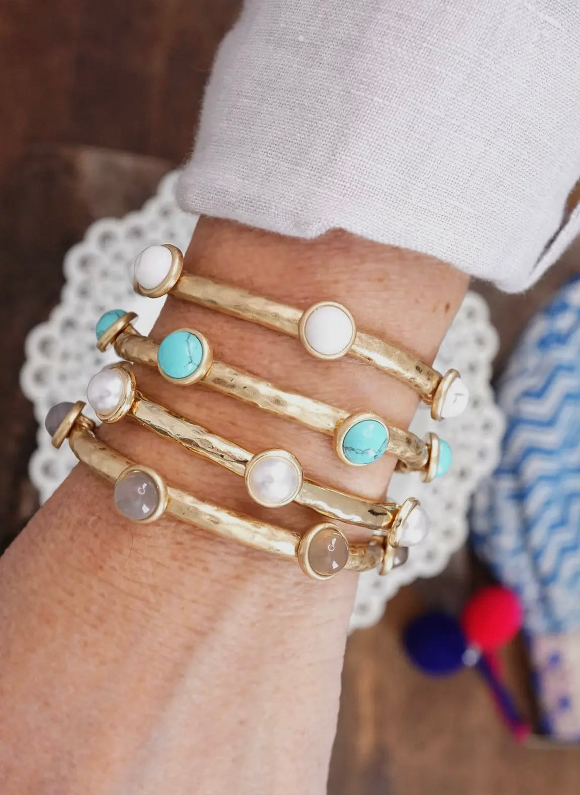 Jeweled Grey Stretch Bangle