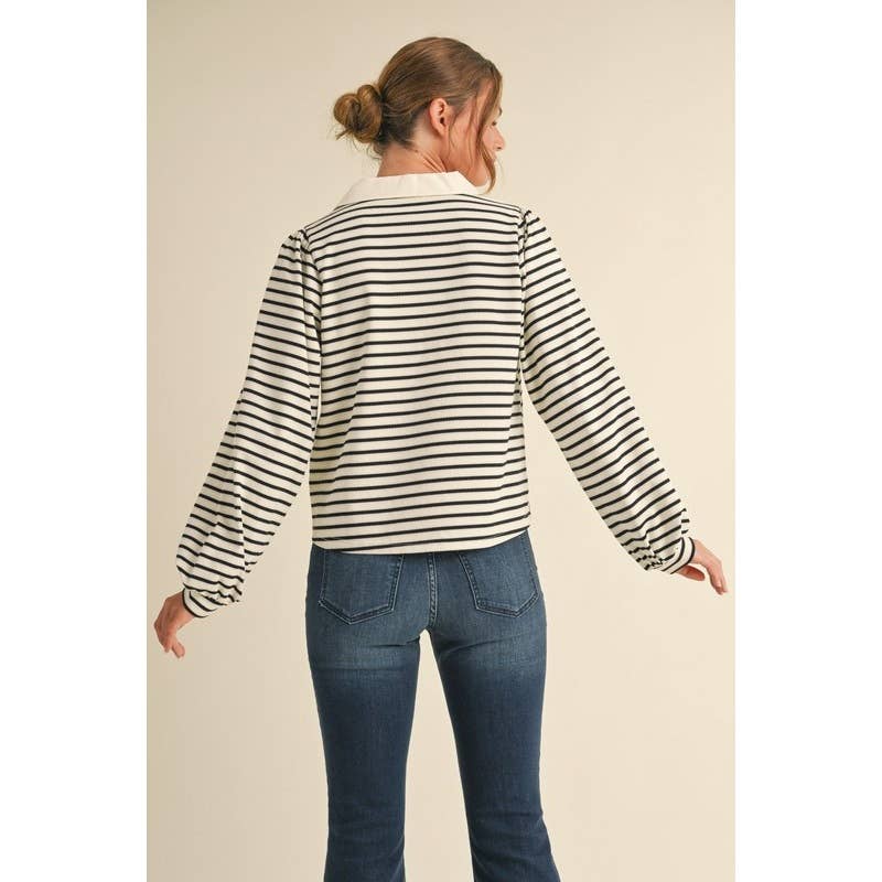 Black & Ivory Striped Bow Ties Top
