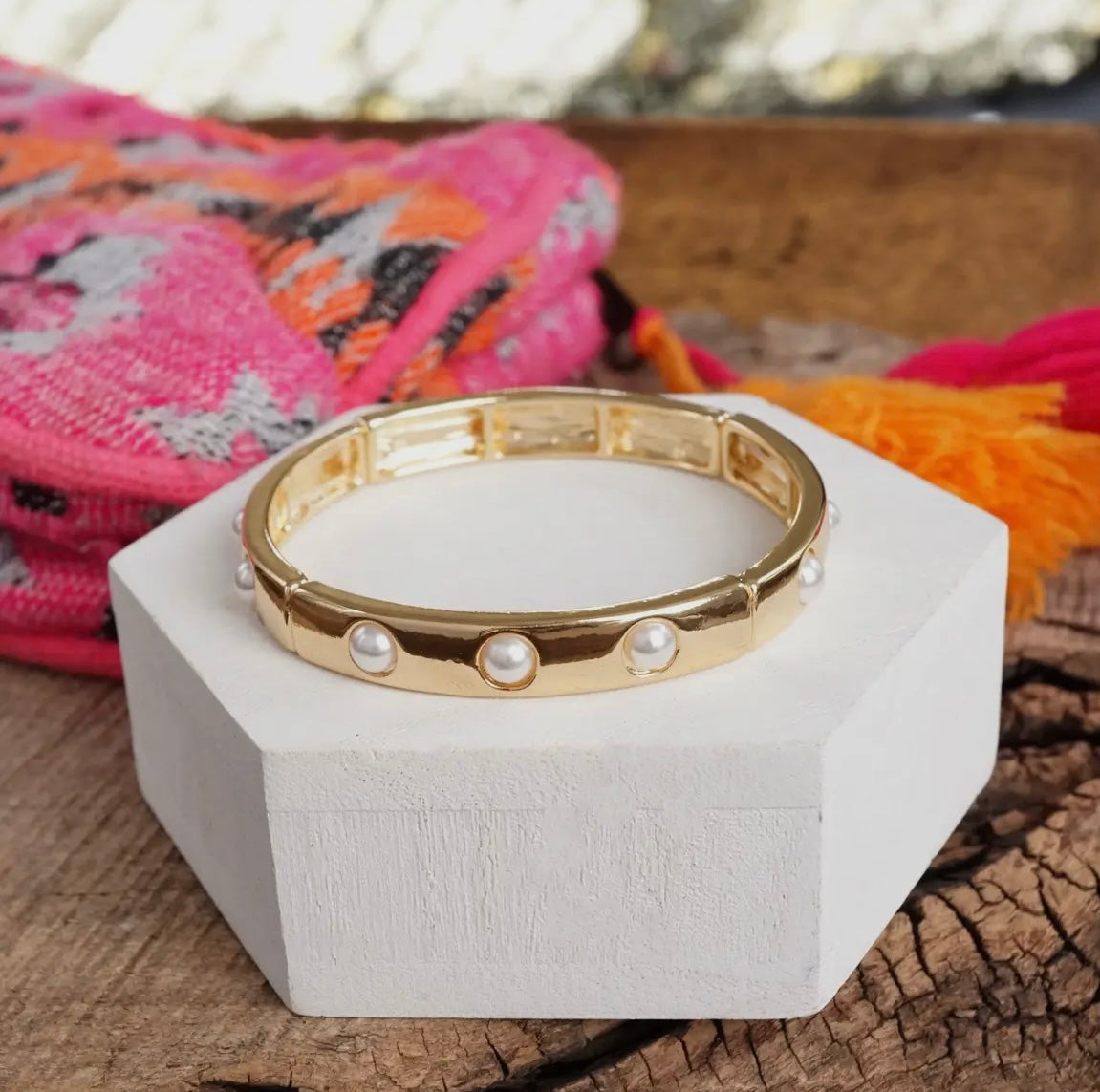 Pearl Stretch Stackable Bangle