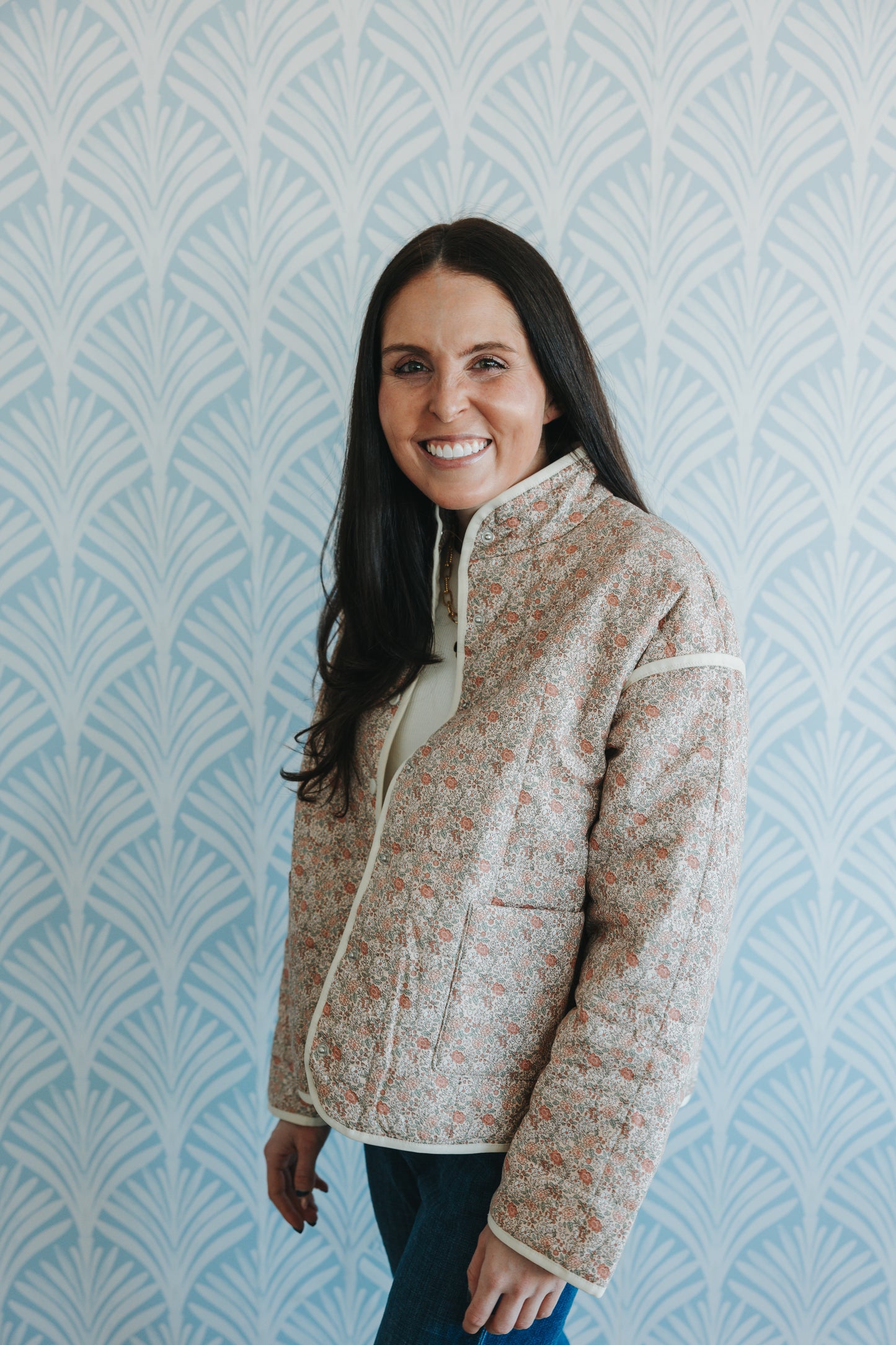 Pink Floral Quilted Jacket