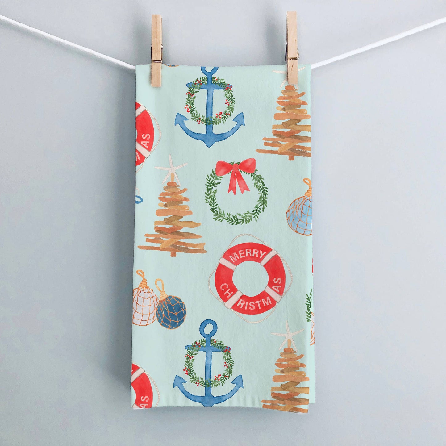 Coastal Christmas Tea Towel