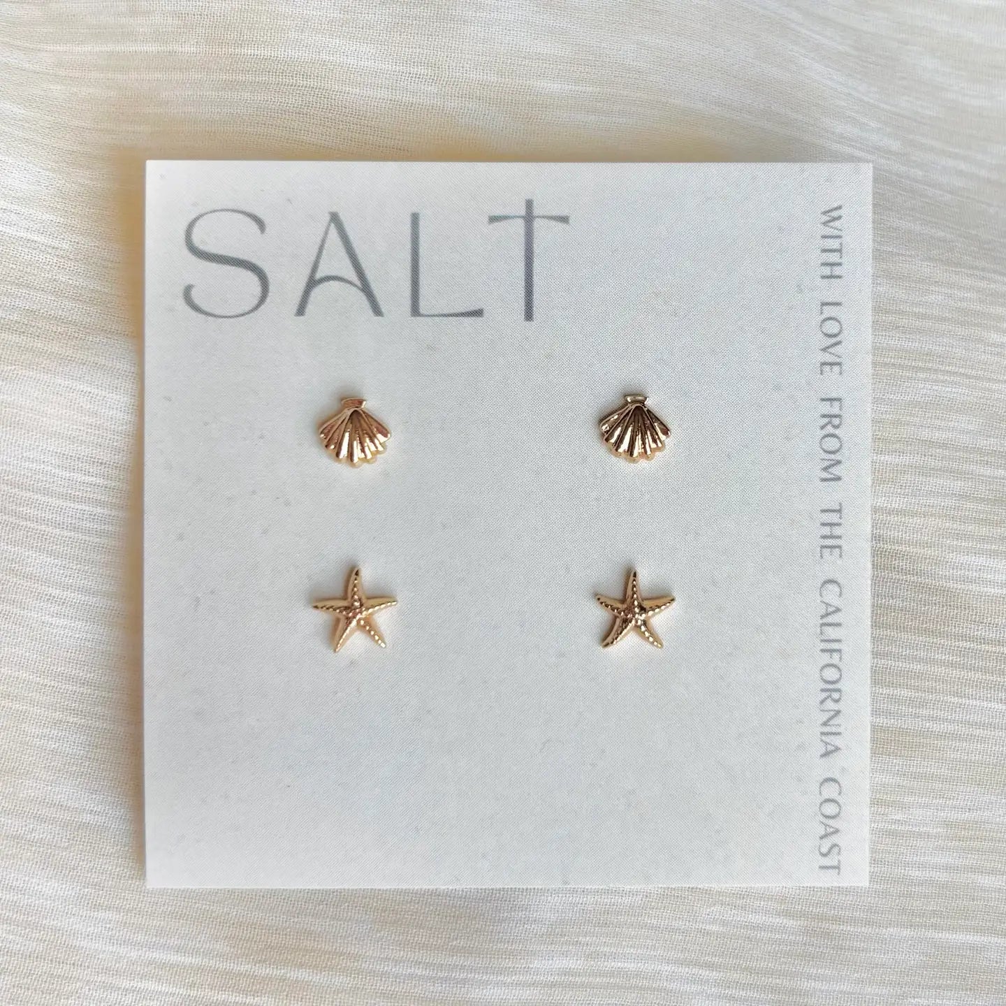 Coastal Stud Sets | 18k Gold | Seashell & Starfish Earrings