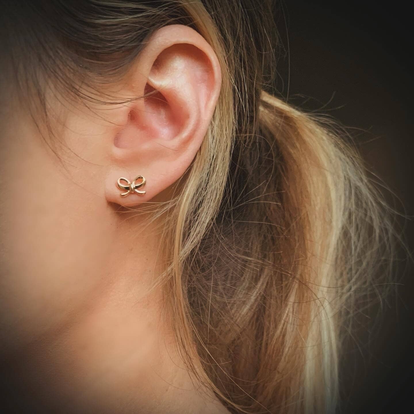 Gold Bow Stud Earrings