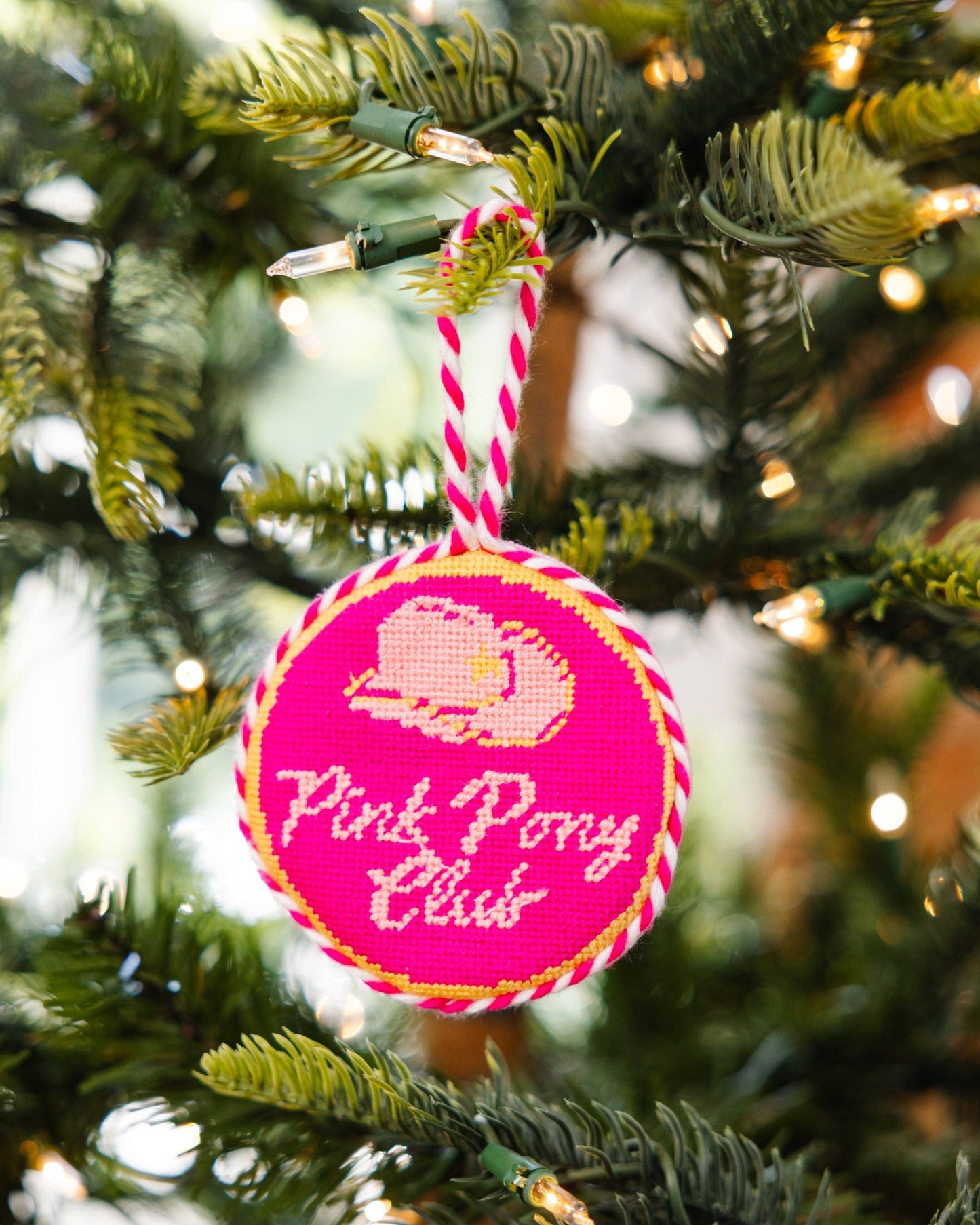 Needlepoint Ornament - Pink Pony Club