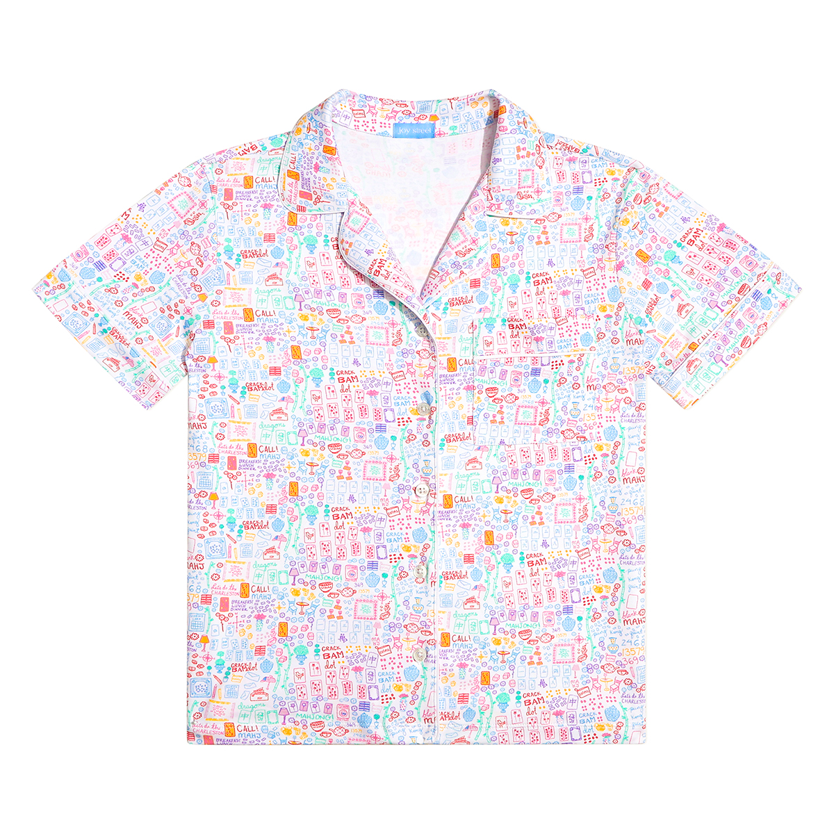 Mahjong Women’s Button Front Short Pajama Set