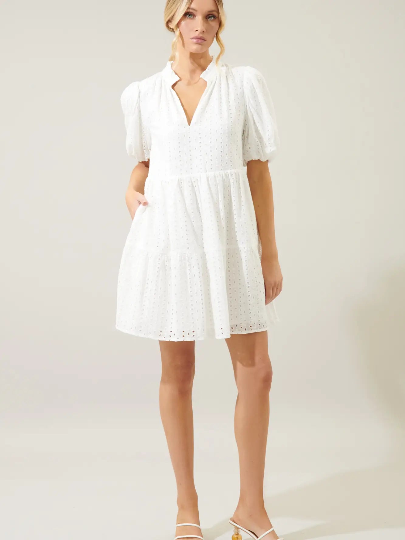 White Eyelet Mini Dress