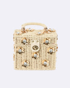 Wicker Bucket Daisy Flower Purse