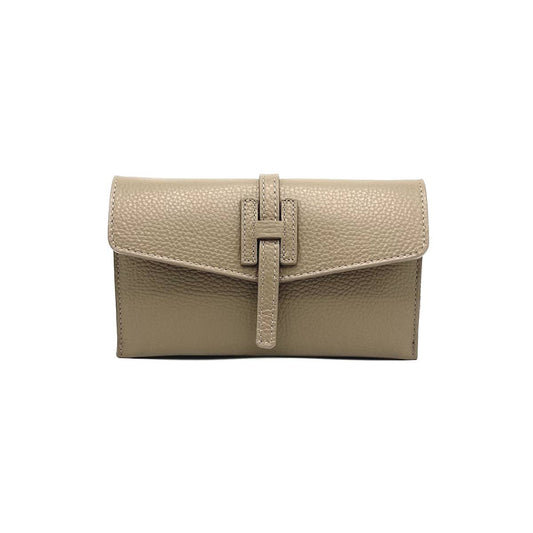 Dark Taupe Leather Mini Clutch