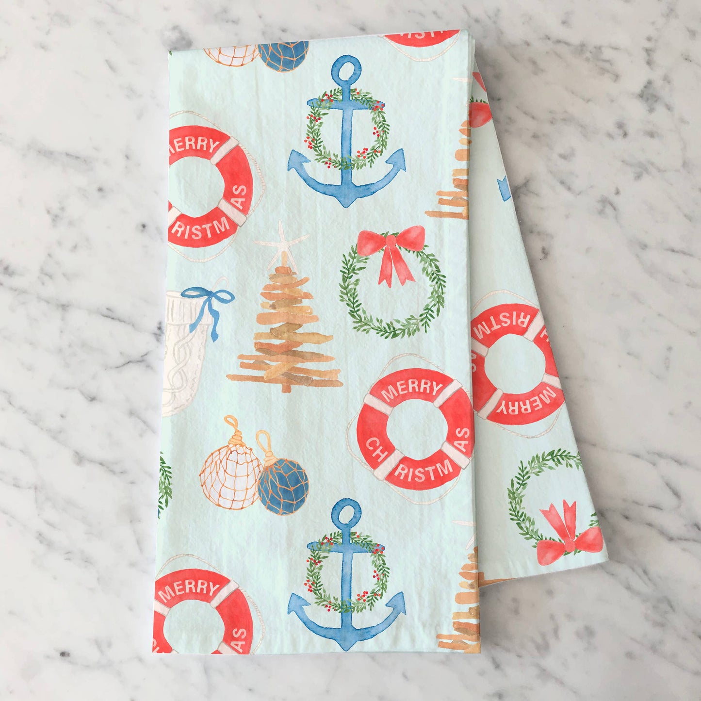 Coastal Christmas Tea Towel