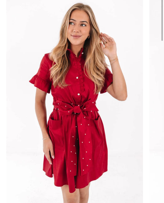 J. Marie Red Pearl Dress