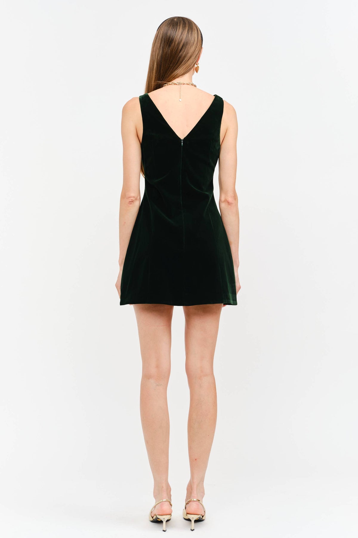 Carmine Hunter Green Velvet Dress