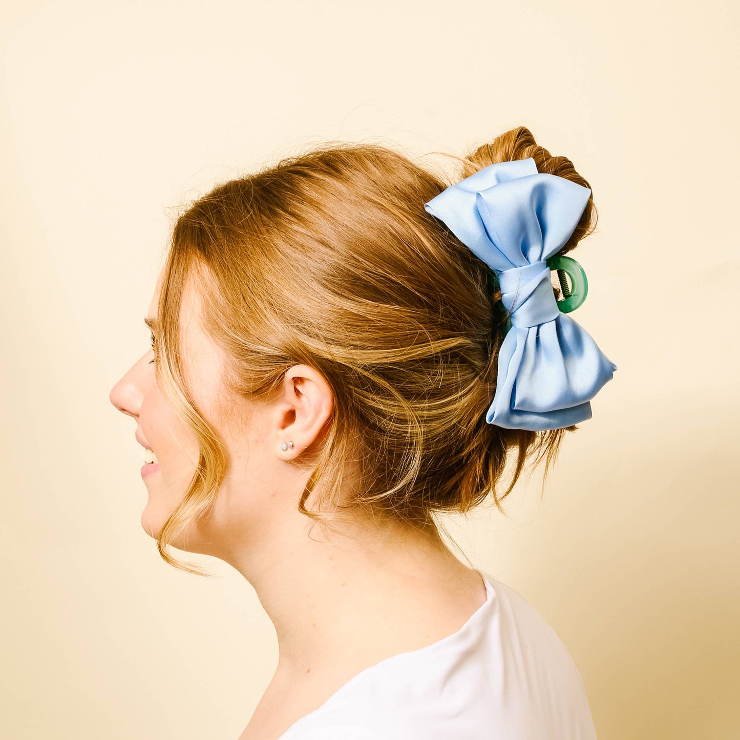 Satin Bow Claw Clip-Blue