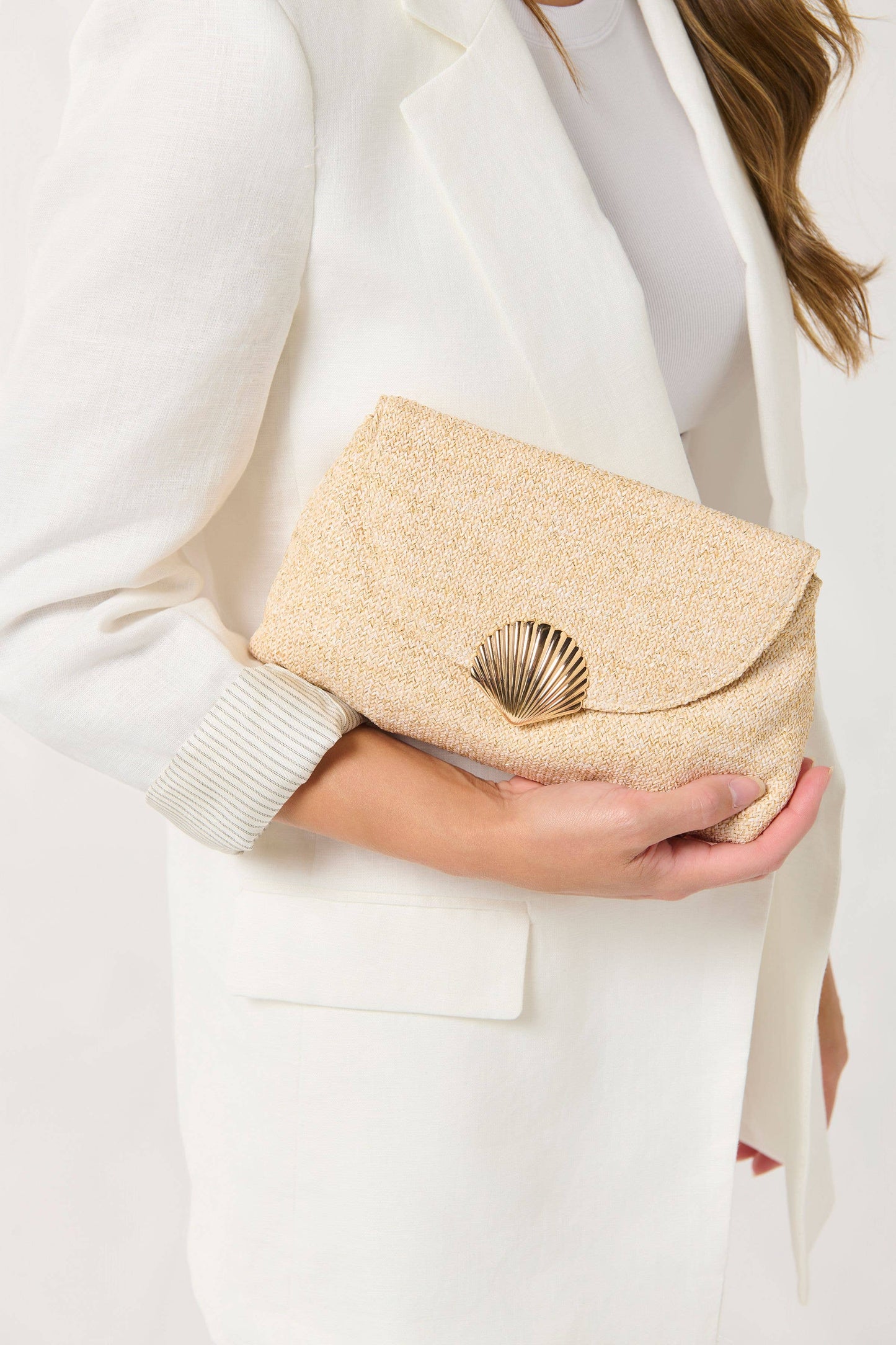 Tan Shell Clutch