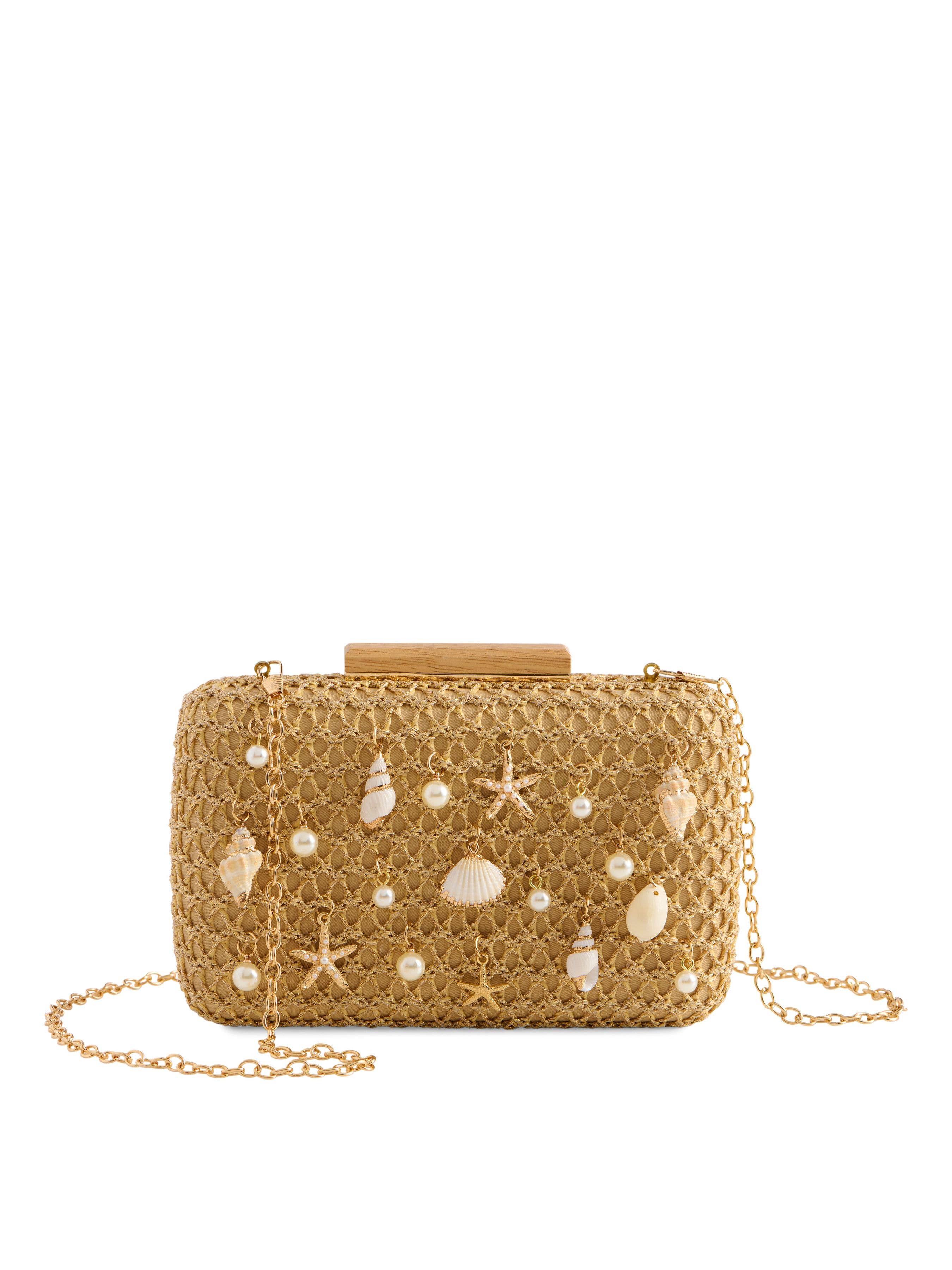 Gold Shell Embellished Clutch