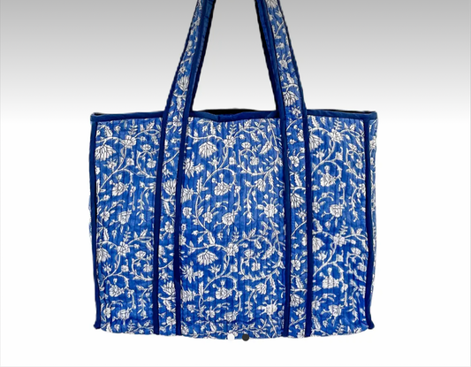 Blue Quilted Tote