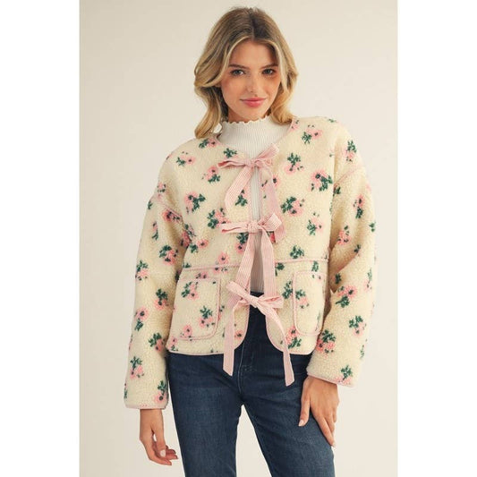 Floral Sherpa Fleece Jacket