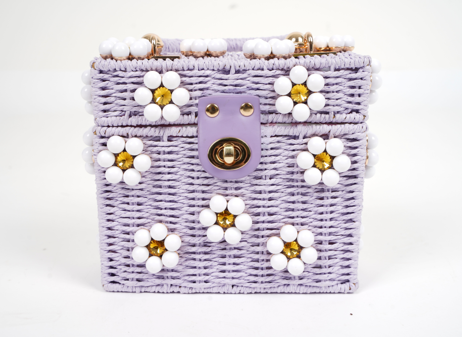 Wicker Bucket Daisy Flower Purse