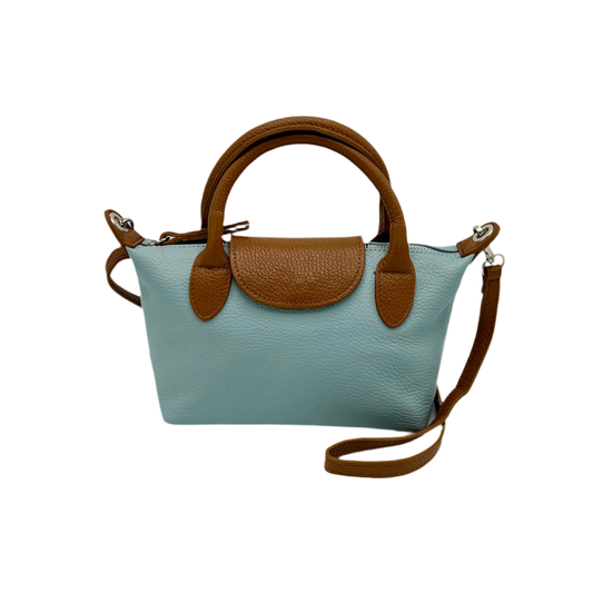 Light Blue Genuine Leather Shoulder Bag