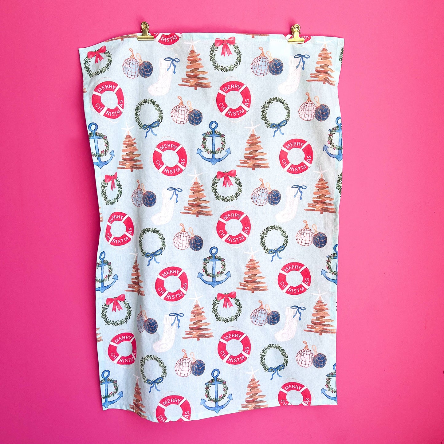 Coastal Christmas Tea Towel