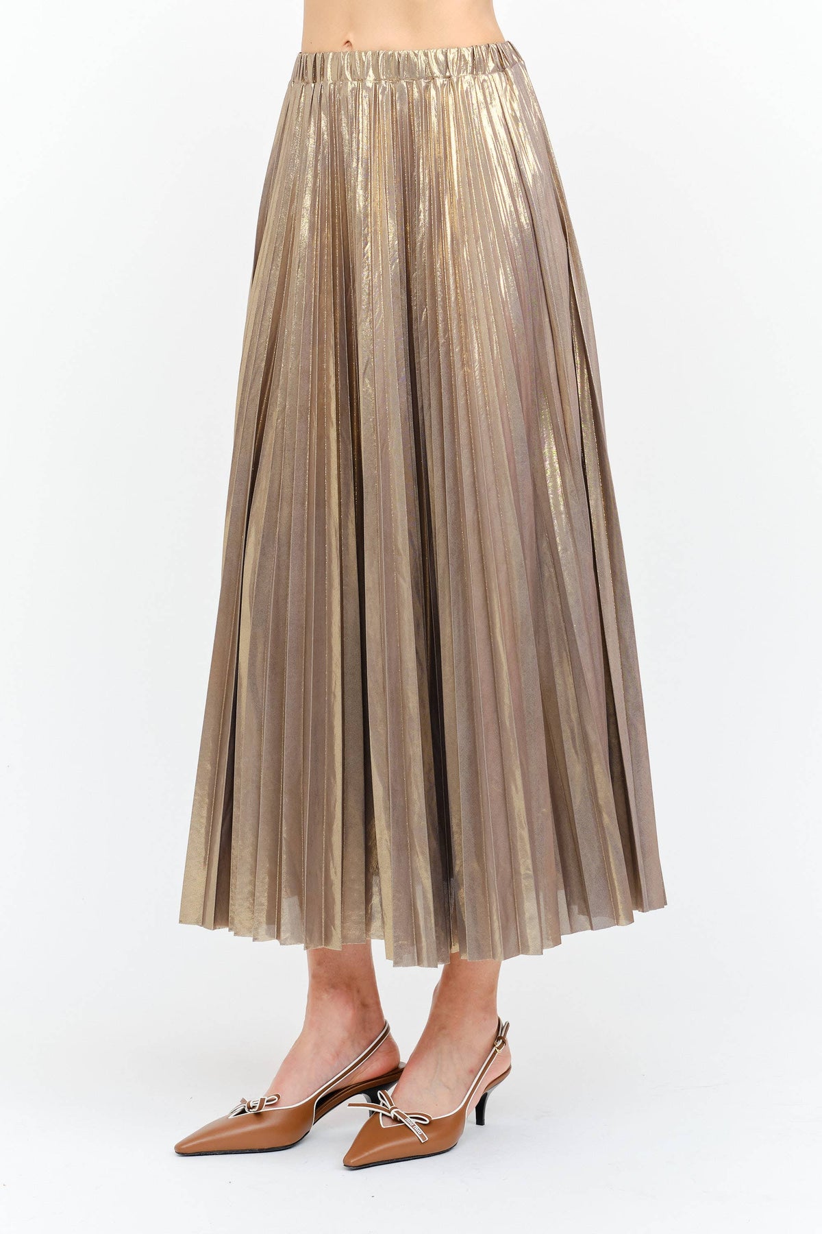Alessandra Gunmetal Pleated Skirt