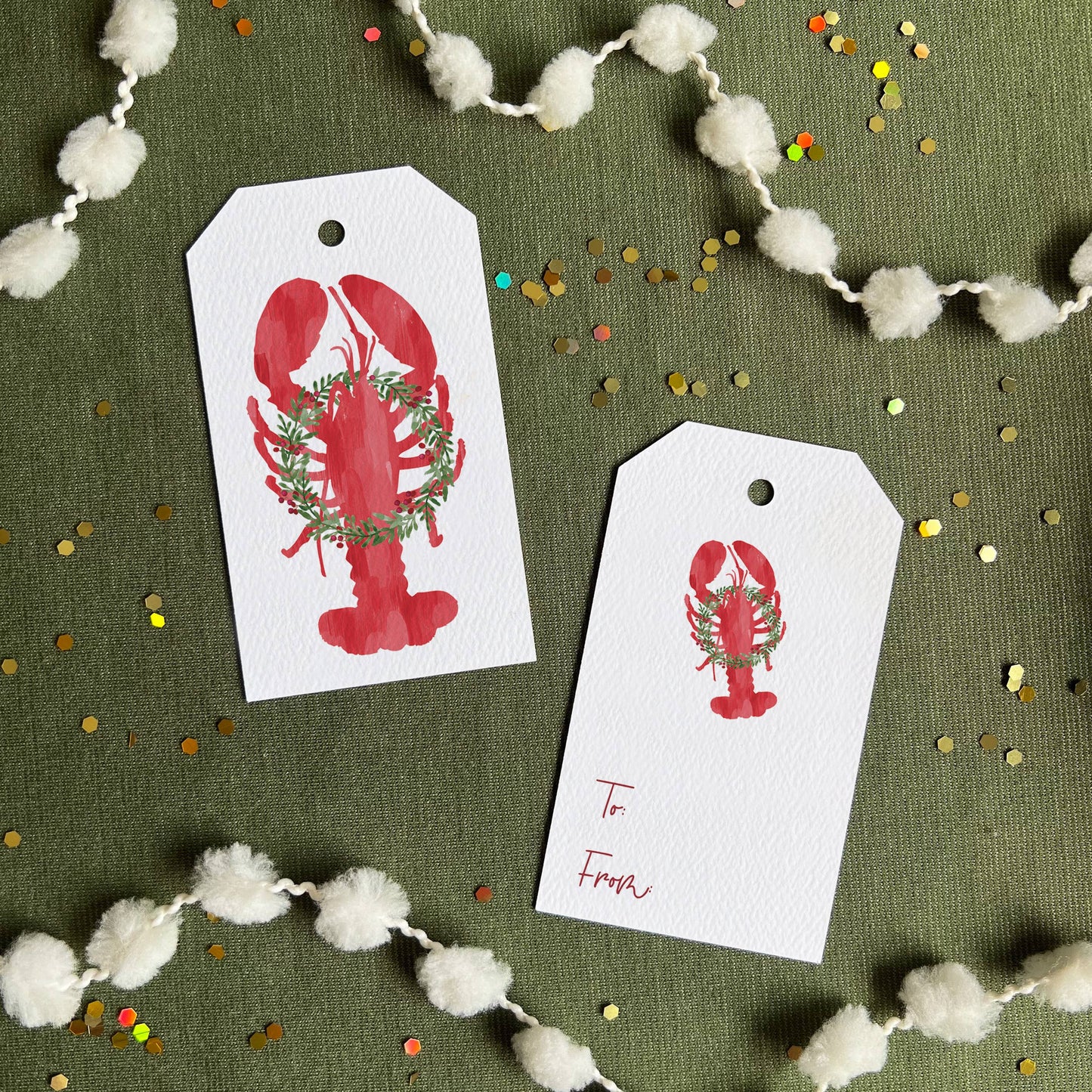 Holiday Lobster Gift Tag, Set of 8 | Maine Christmas Lobster
