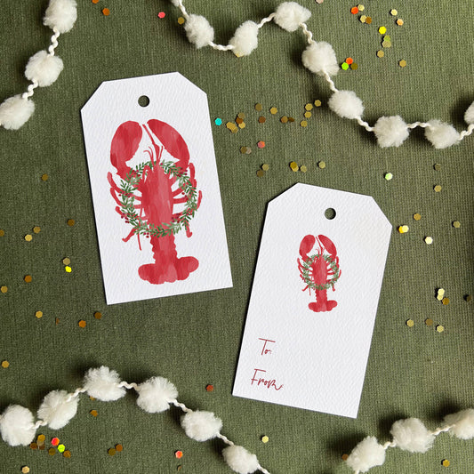 Holiday Lobster Gift Tag, Set of 8 | Maine Christmas Lobster