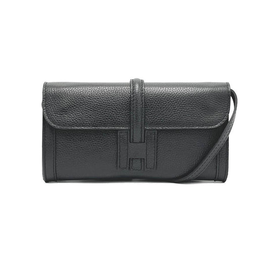 Black "H" Leather Clutch Bag