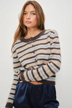 Kay Striped Button Up Cardigan