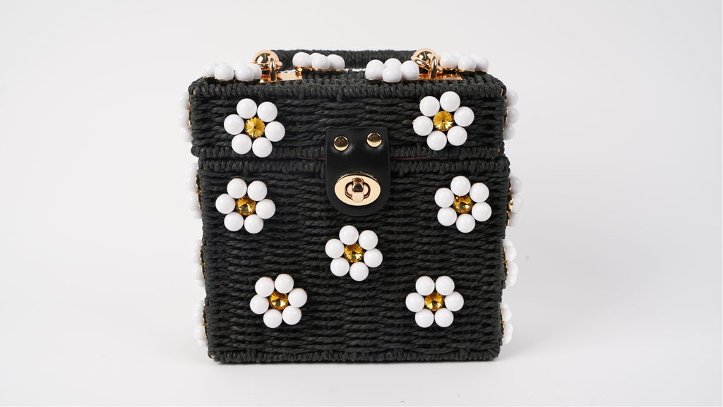 Wicker Bucket Daisy Flower Purse