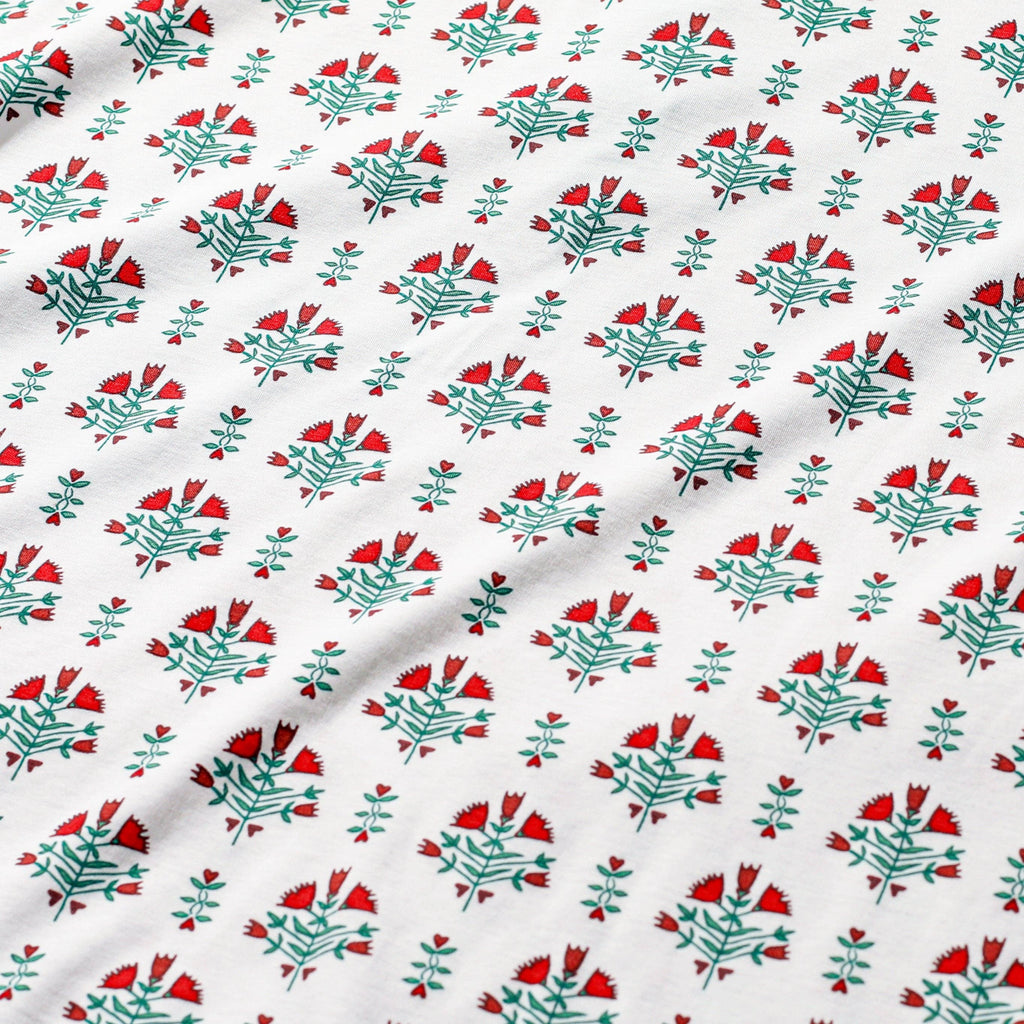 Joy Street Poinsettia Block Print Zip Baby Onesie