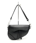 Black Leather Shoulder Bag -Asymetrical