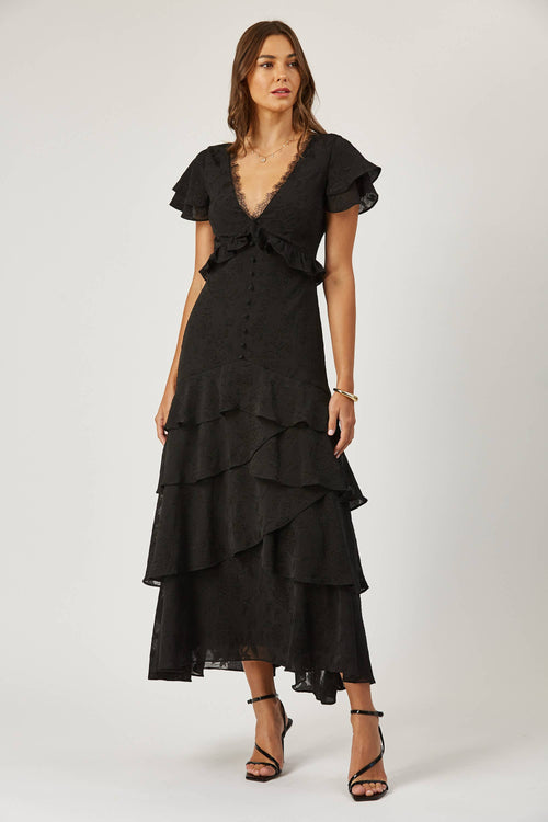 Aubrey Black Tiered Maxi Dress