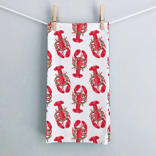 Holiday Lobsters Kitchen Tea Towel