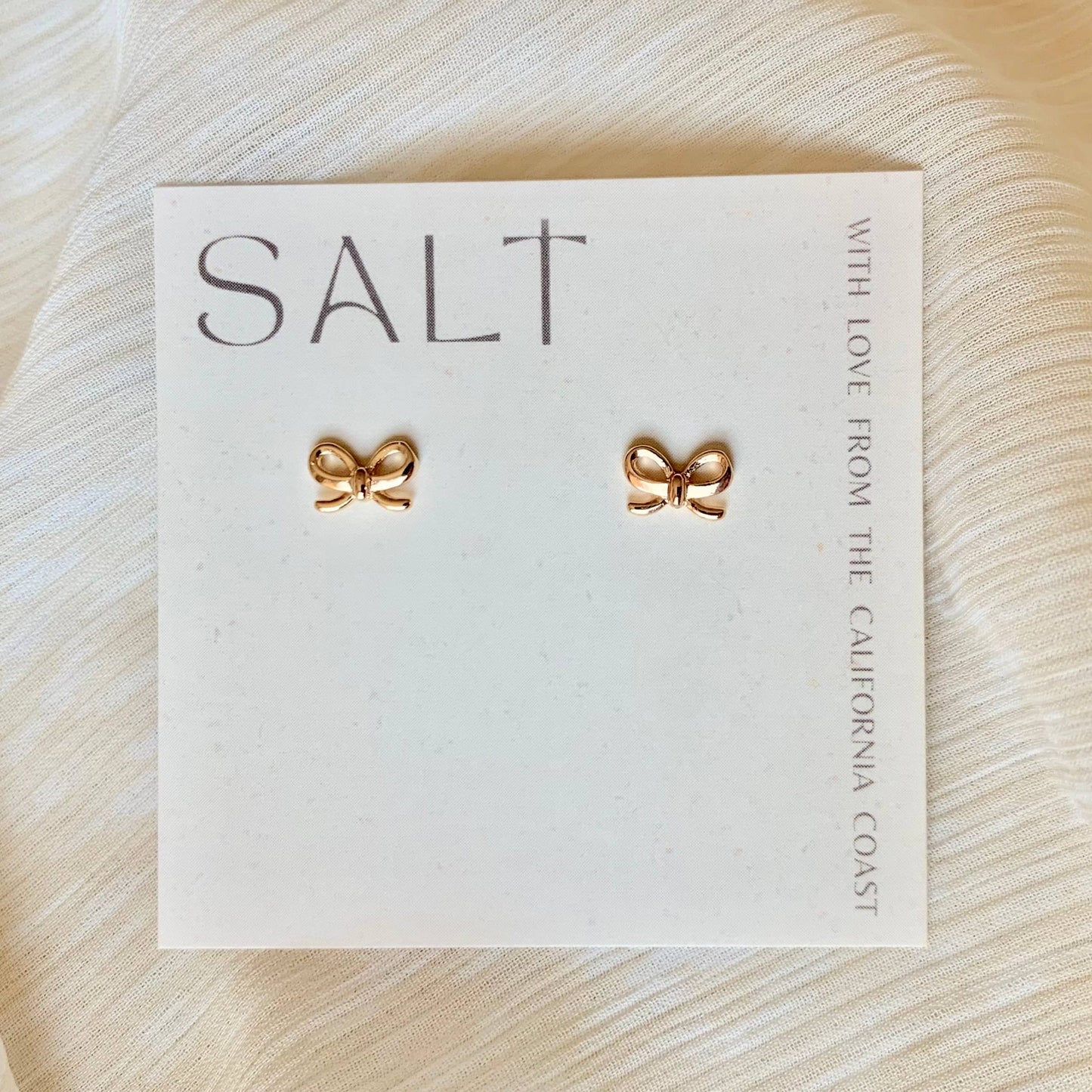 Gold Bow Stud Earrings