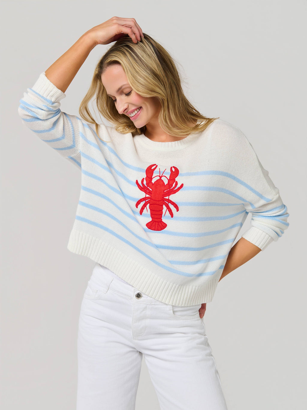 Lobster Sweater - Blue and White
