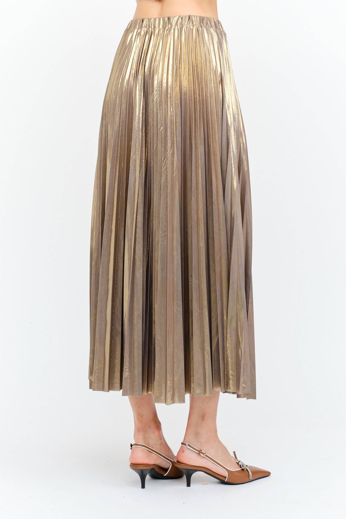 Alessandra Gunmetal Pleated Skirt