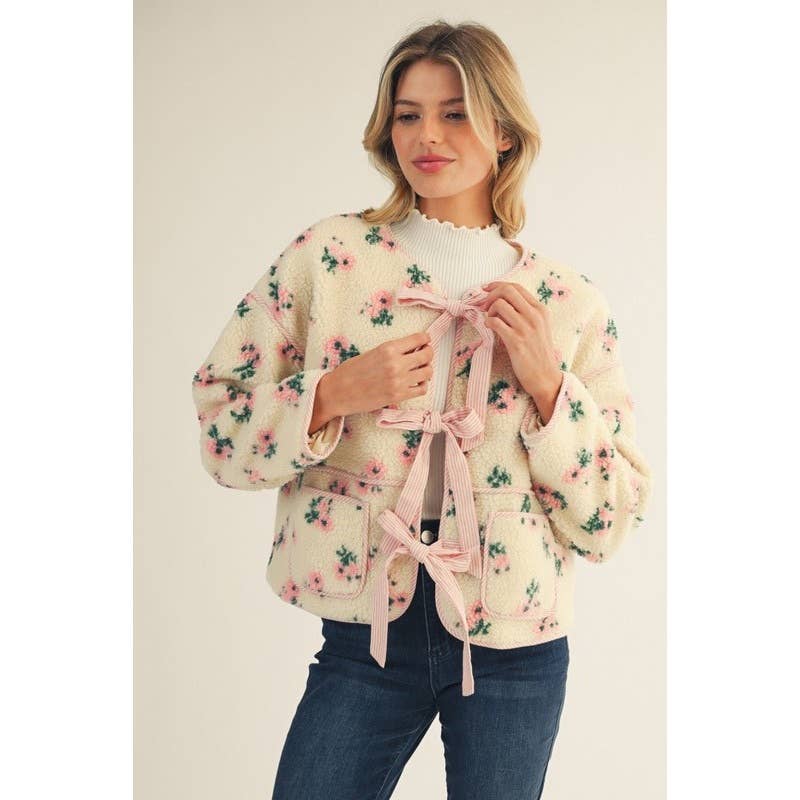 Floral Sherpa Fleece Jacket