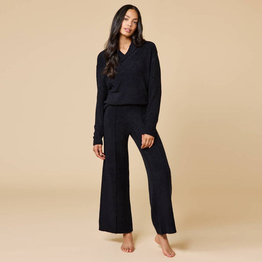 Marshmallow Shawl Collar Top with Front Seam Pant