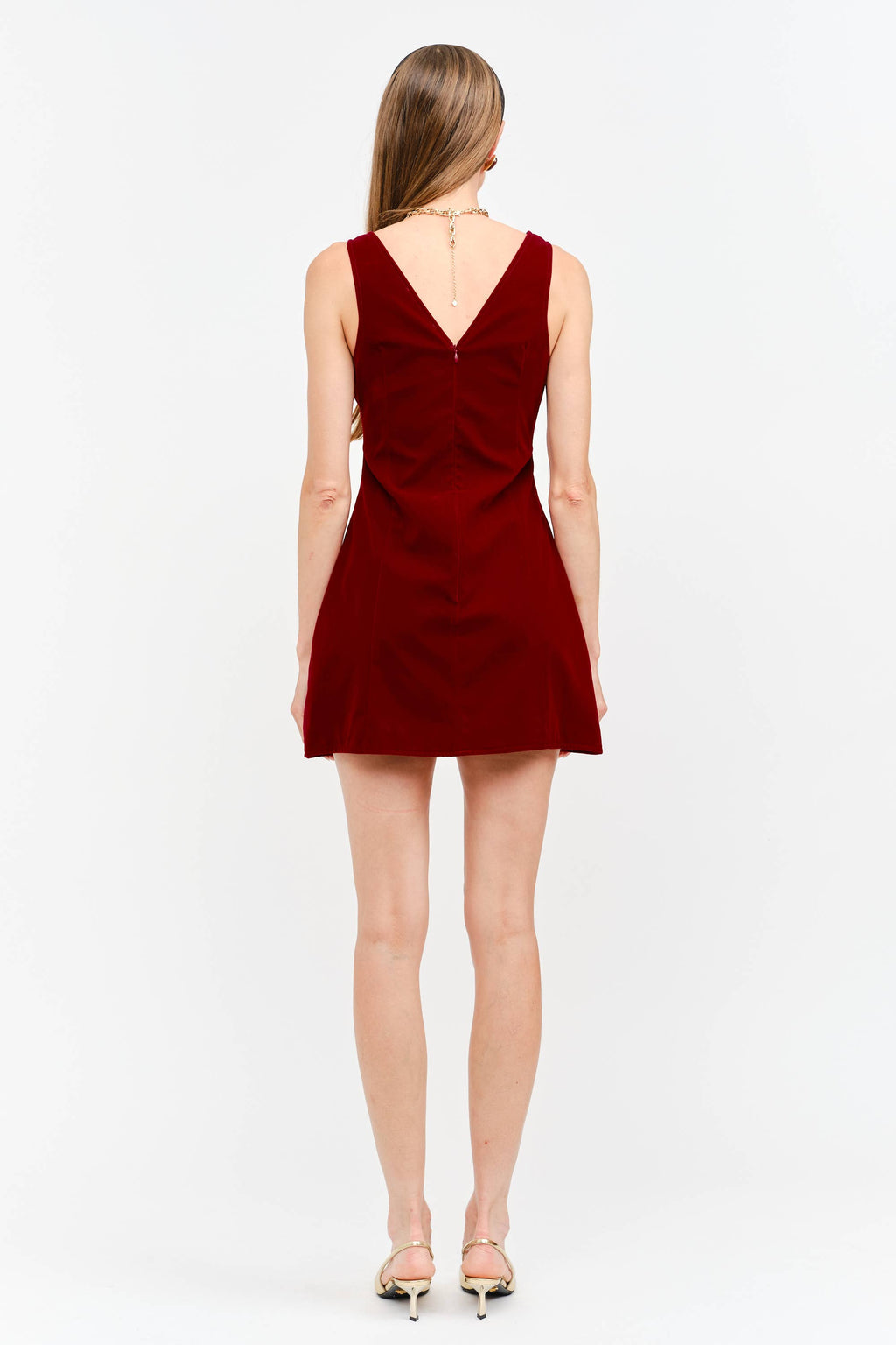 Carmine Red Velvet Dress