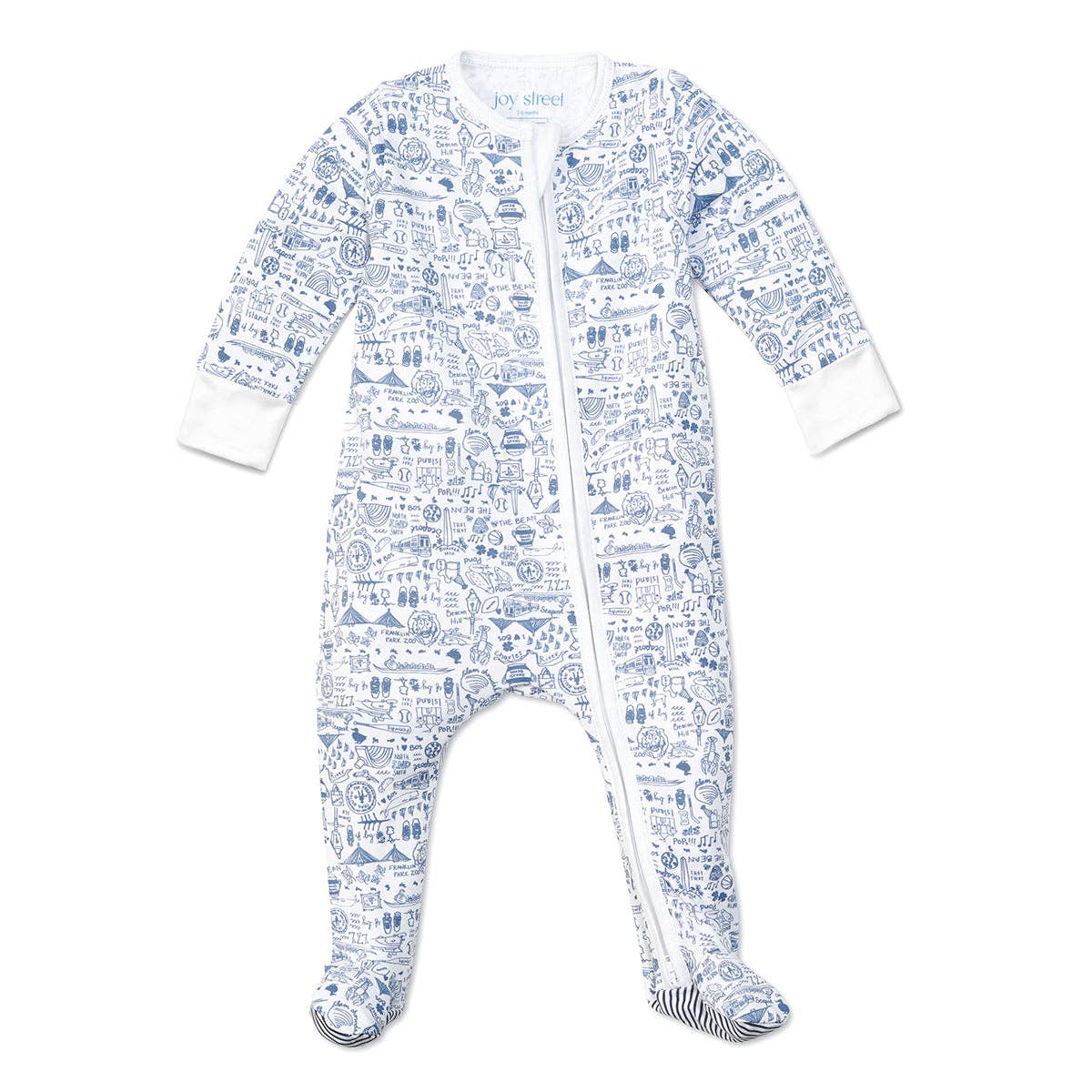 Joy Street Boston Zip Baby Onesie - Blue