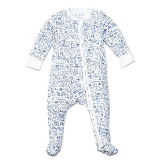 Joy Street Boston Zip Baby Onesie - Blue