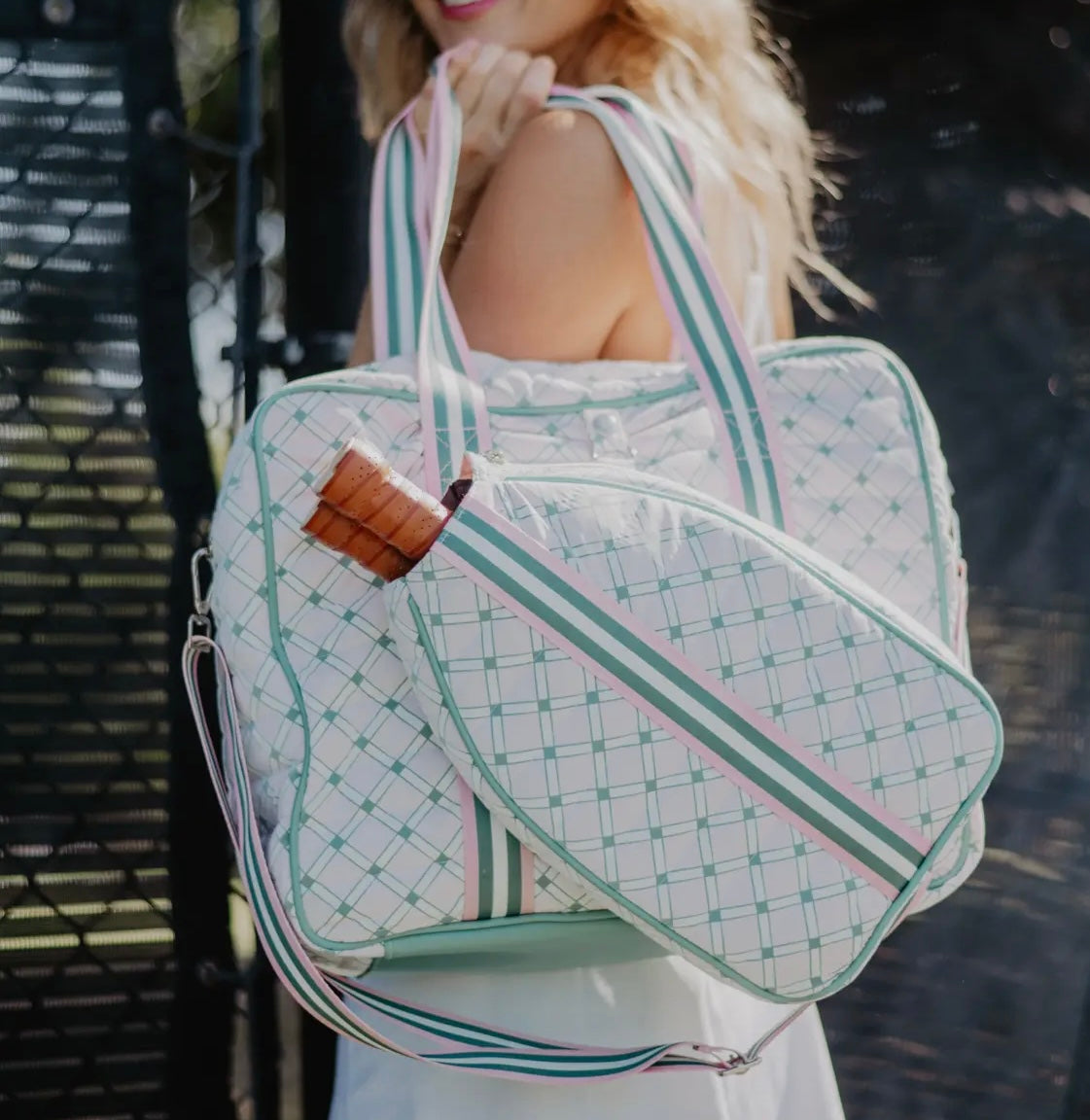 Pink and Green Pickleball Bag