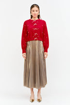 Alessandra Gunmetal Pleated Skirt
