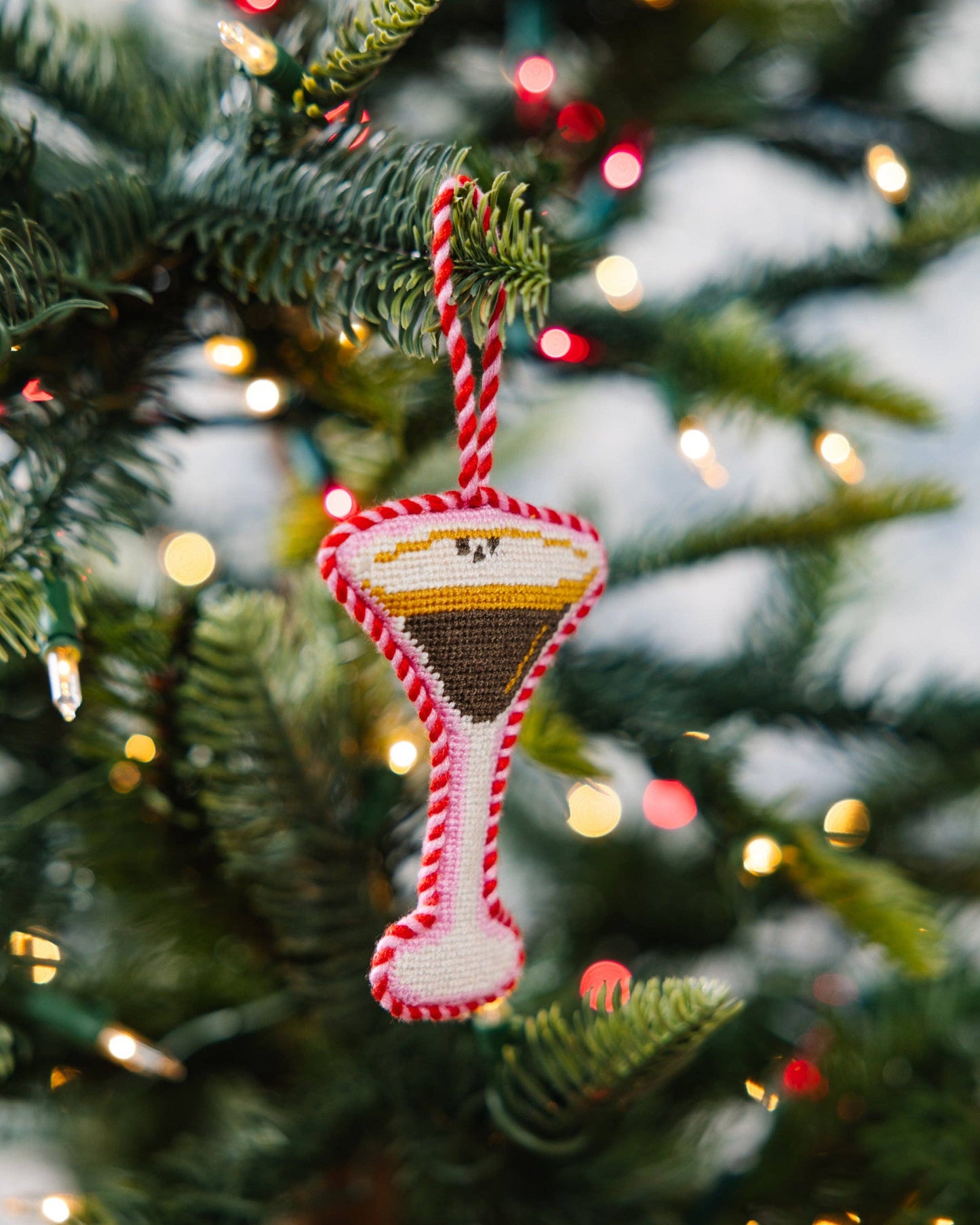 Needlepoint Icon Ornament - Espresso Martini