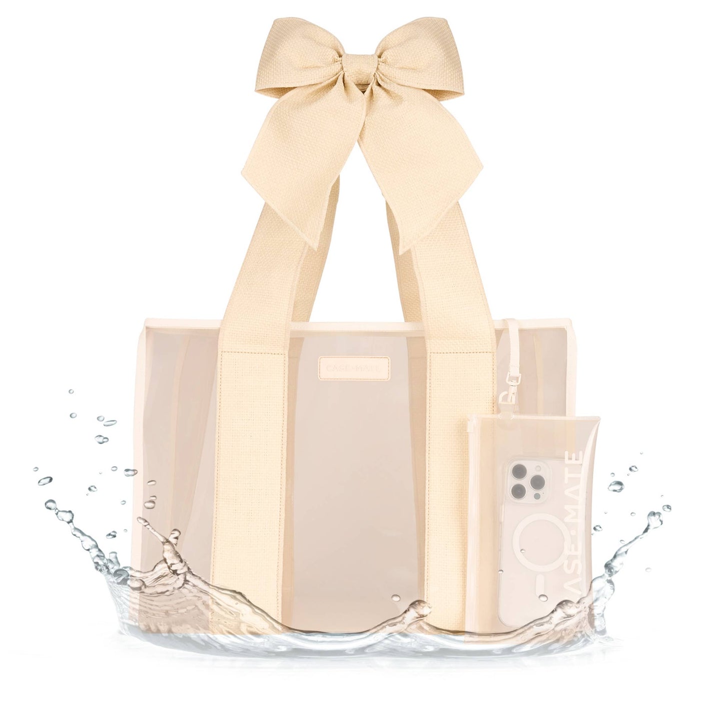 Special Edition Bow Ecru Raffia Jelly Tote With Phone Pouch