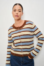 Kay Striped Button Up Cardigan