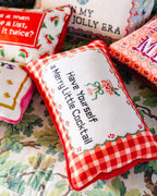Merry Little Cocktail Needlepoint Pillow